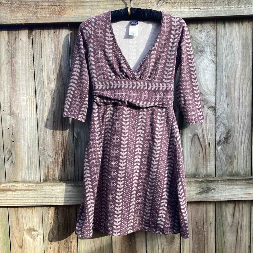 Patagonia cotton blend knit brown dress
